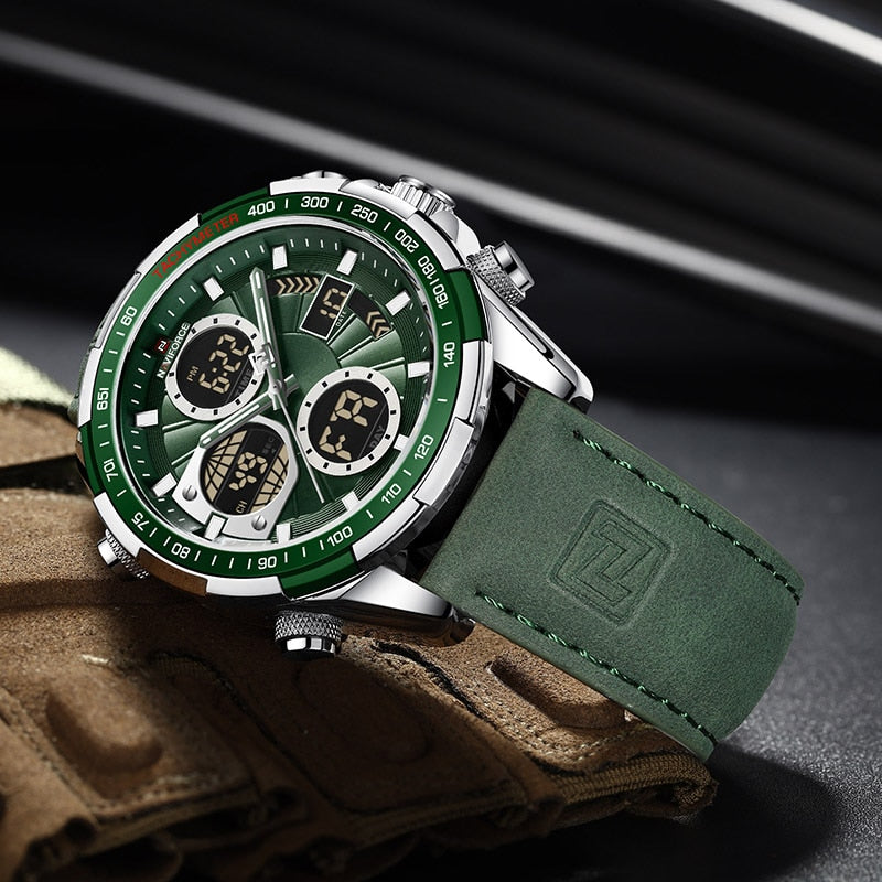 Relógio Masculino Navi Force Digital Com Pulseira em Couro