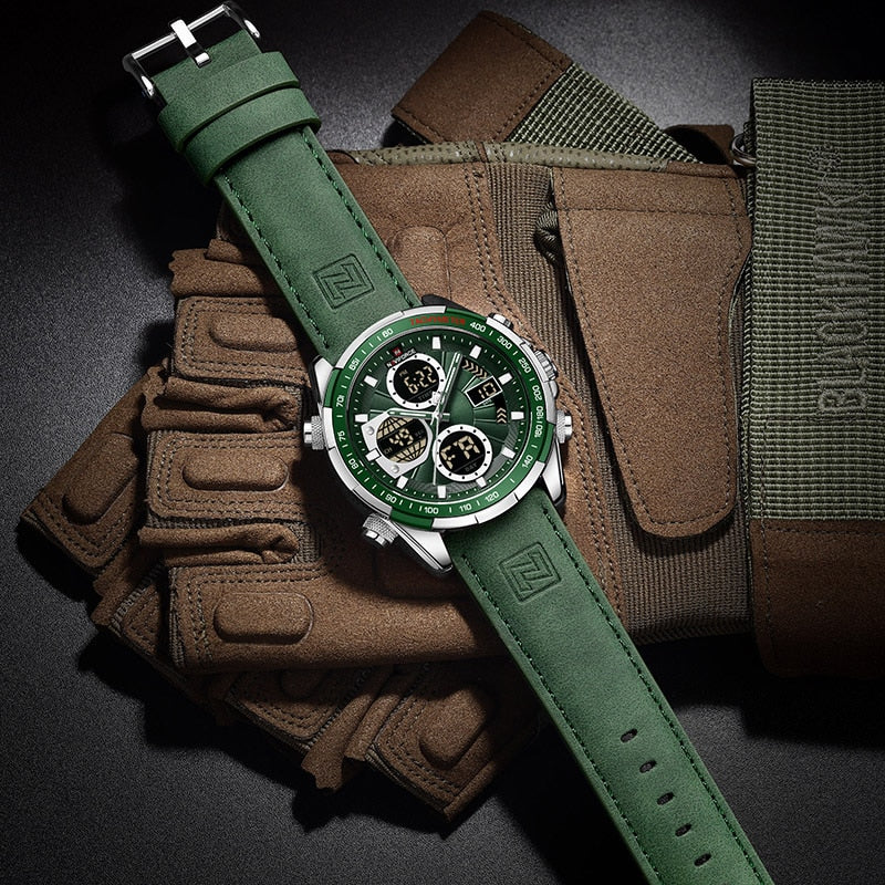 Relógio Masculino Navi Force Digital Com Pulseira em Couro