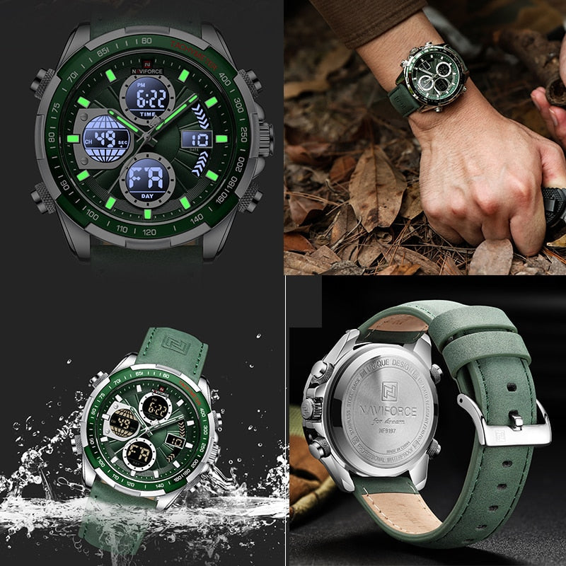 Relógio Masculino Navi Force Digital Com Pulseira em Couro