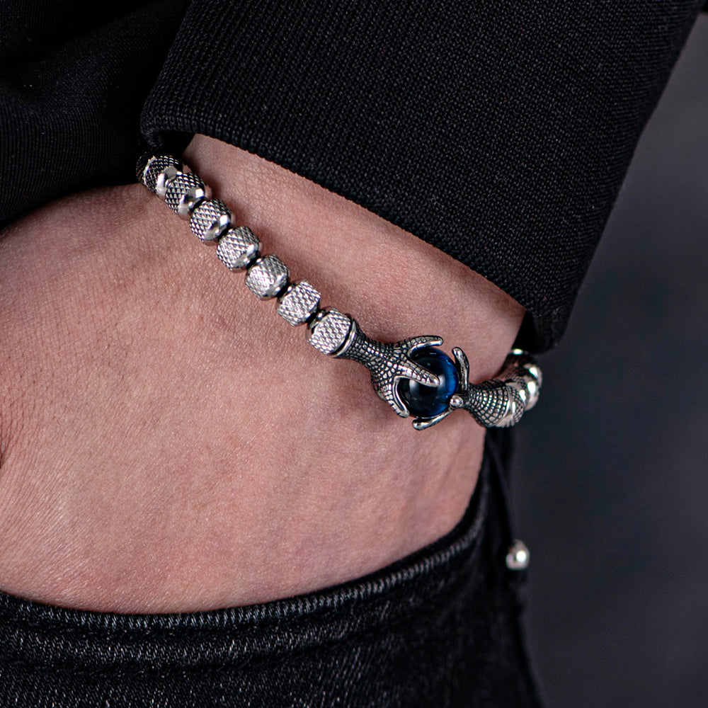 Bracelete Garra de Dragão Banhado a Prata
