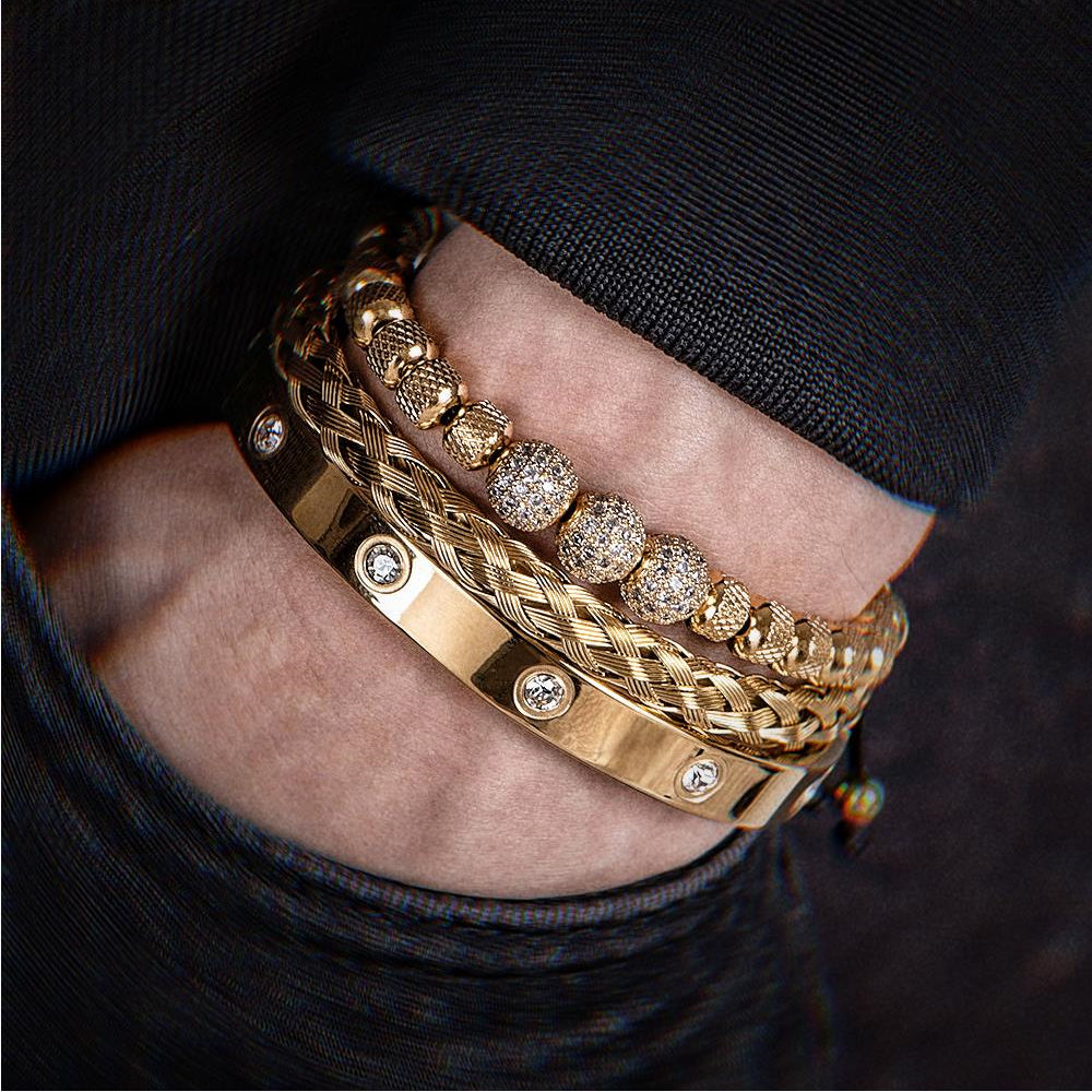 Bracelete Masculino Banhado a Ouro