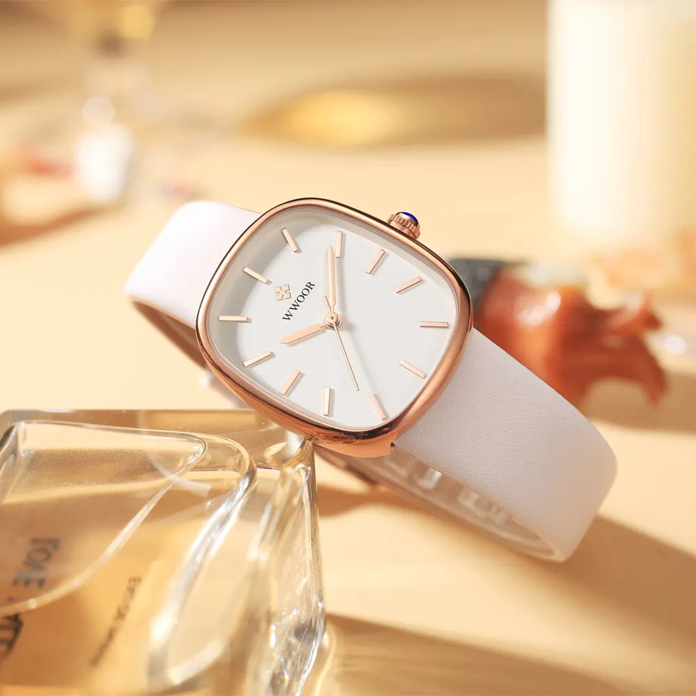 Relógio Feminino Pulseira em Couro Minimalista Elegante