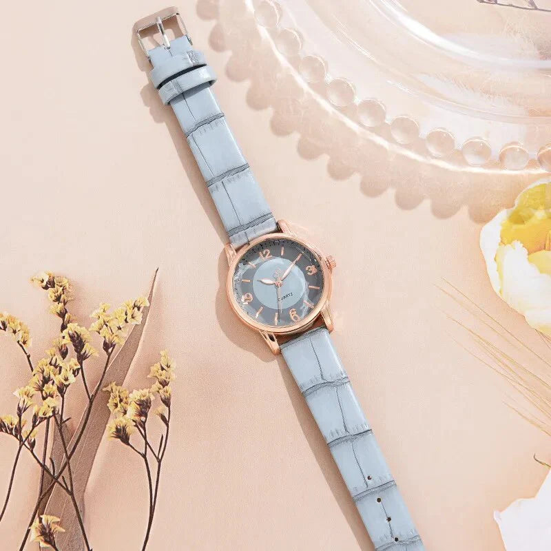 Relógio Feminino Clássico Quartzo com Pulseira em Couro