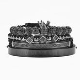 Bracelete Coroa Banhado a Ródio Negro
