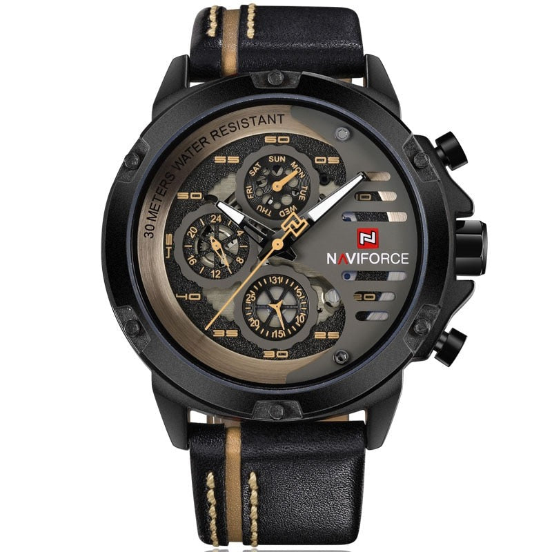 Relógio Masculino Navi Force Com Pulseira Em Couro