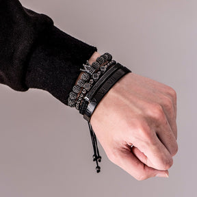Bracelete Coroa Banhado a Ródio Negro