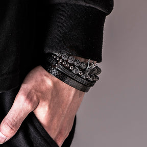Bracelete Coroa Banhado a Ródio Negro
