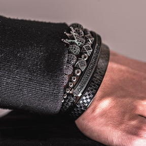 Bracelete Coroa Banhado a Ródio Negro