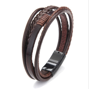Pulseira Masculina King Em Couro Com Fecho Magnético
