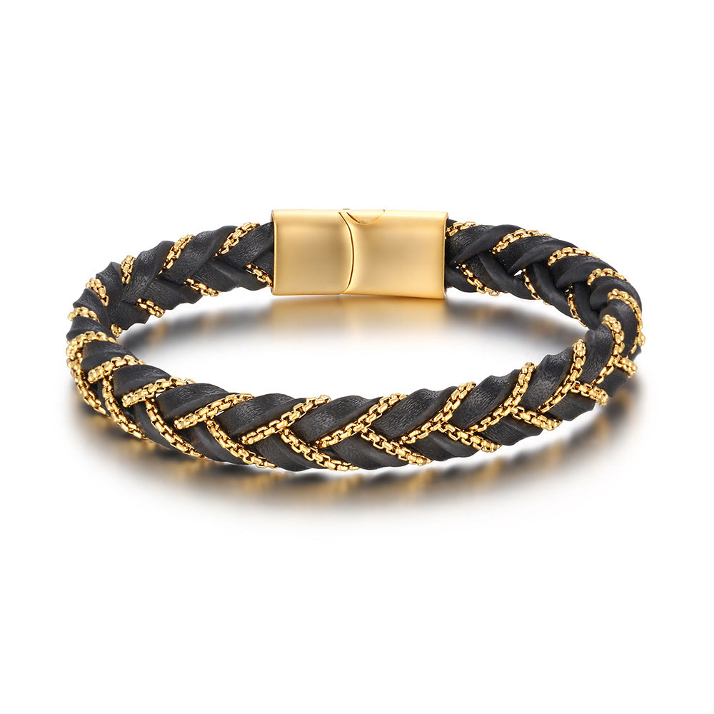 Pulseira de Couro Masculino Elegante