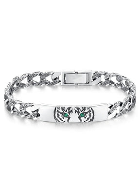 Pulseira Masculina Tigre Banhado a Prata