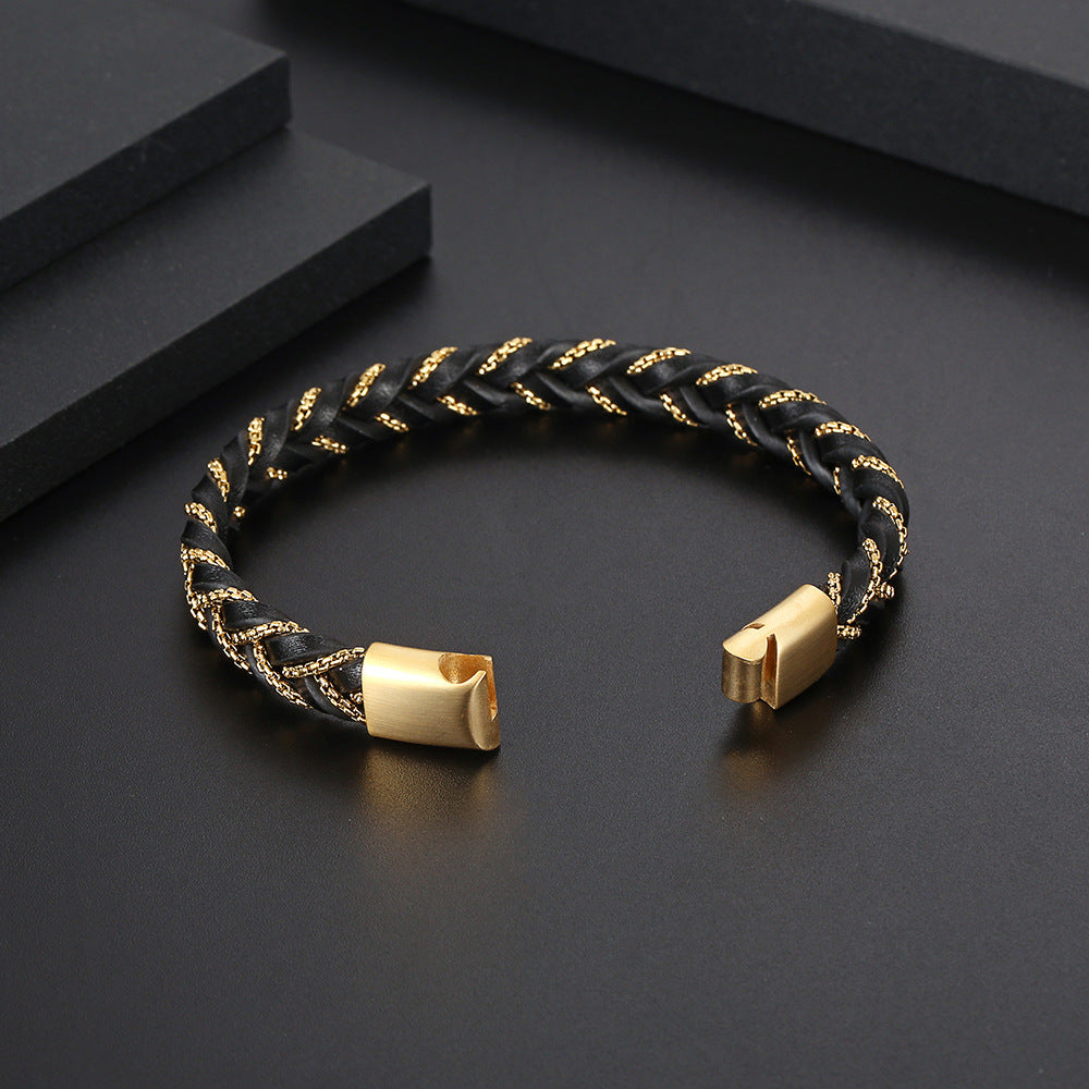 Pulseira de Couro Masculino Elegante