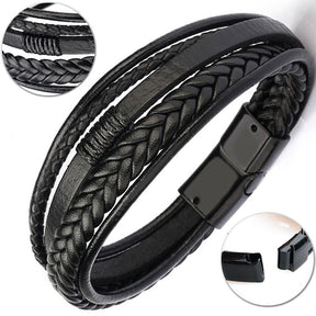 Pulseira Masculina King Em Couro Com Fecho Magnético