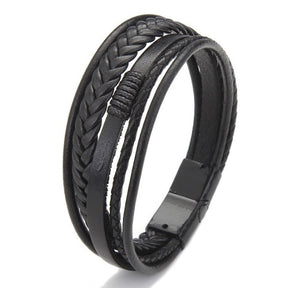 Pulseira Masculina King Em Couro Com Fecho Magnético