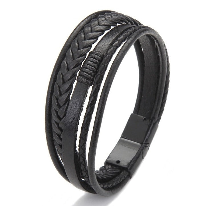 Pulseira Masculina King Em Couro Com Fecho Magnético