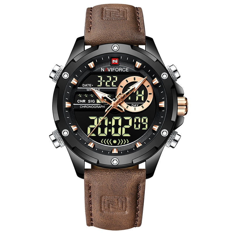 Relógio Masculino Navi Force Digital Com Pulseira Em Couro